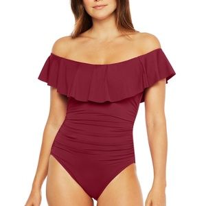 La Blanca Off-Shoulder Burgundy One Piece